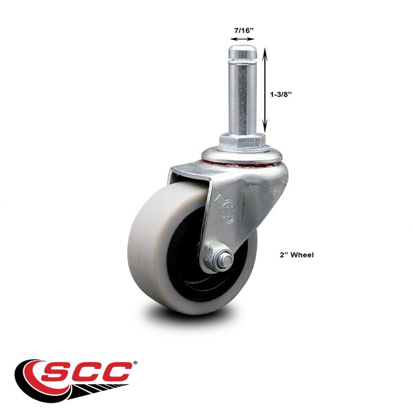 2 Inch Thermoplastic Rubber Wheel 1-3/8 Grip Ring Stem Caster